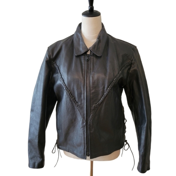 Unik Jackets & Blazers - UNIK Heavyweight Authentic Black Leather Motorcycle Jacket Size Medium